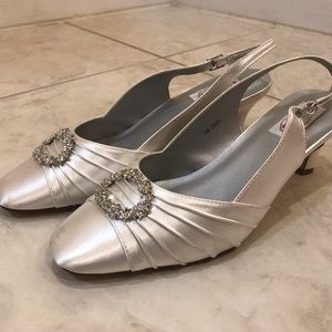 Ivory White Satin Slingback Pump (Wedding shoe)